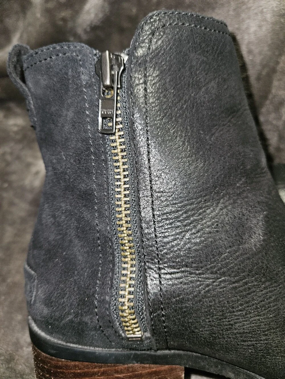 Sorel Cate Black Waterproof Leather Suede Zip-Up Ankle Booties Block Heel 7.5
